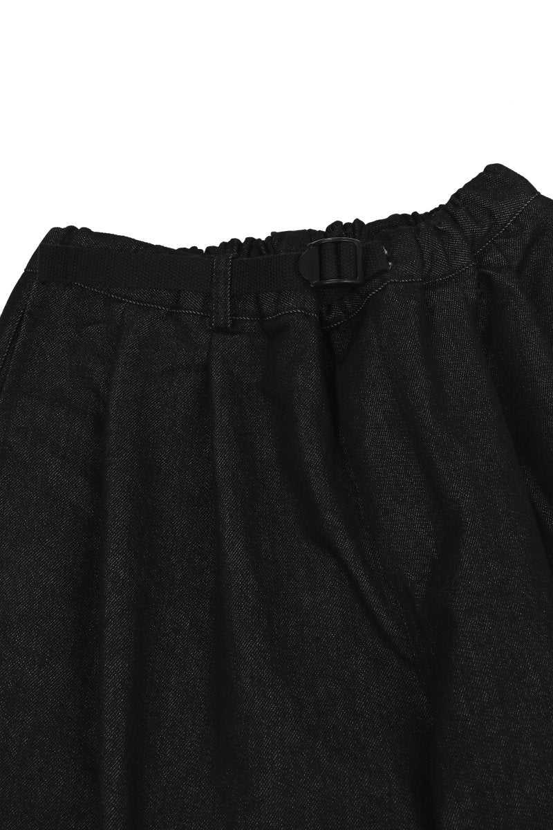 Kappy Two Tuck Wide Denim Pants Black - detail — photo 3