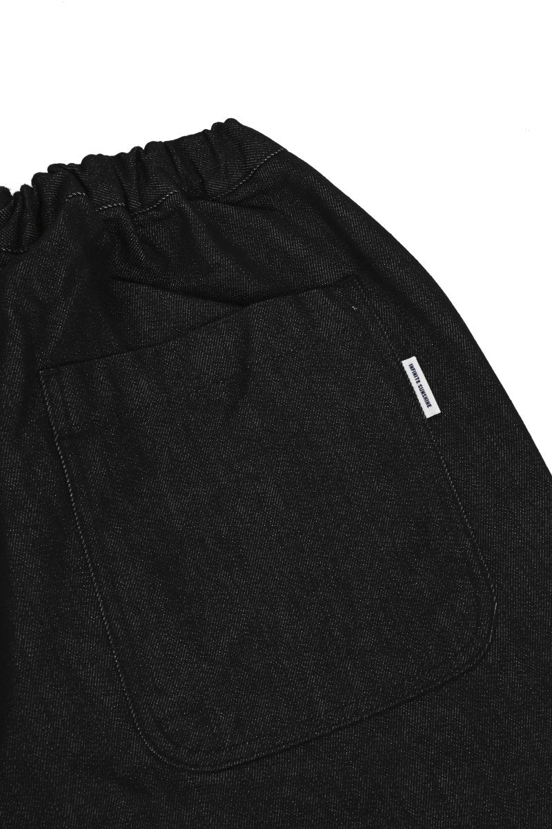 Kappy Two Tuck Wide Denim Pants Black - detail — photo 4