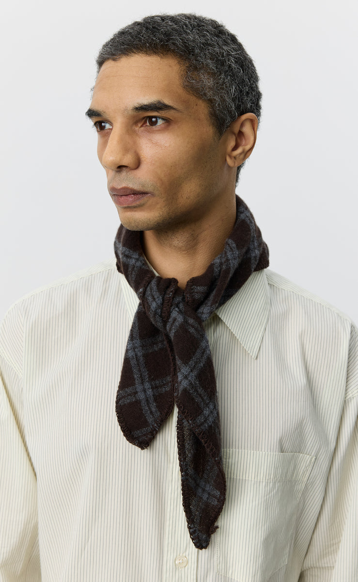 mfpen Triangle Scarf - Brown Grey Check - Aura Store - vue 1 — photo 1