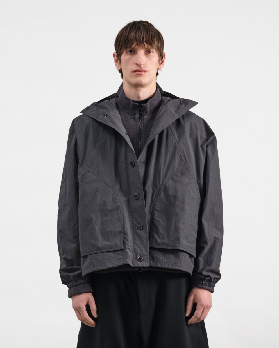 Veste légère à capuche YMC Bonehead Jacket grise, coton recyclé déperlant - Aura Store — photo 3