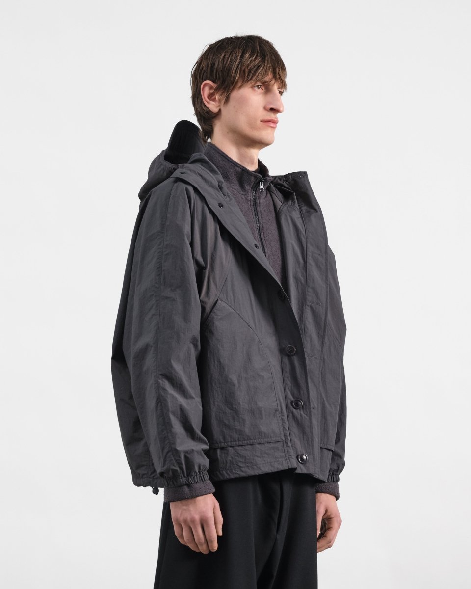 Veste légère à capuche YMC Bonehead Jacket grise, coton recyclé déperlant - Aura Store — photo 4