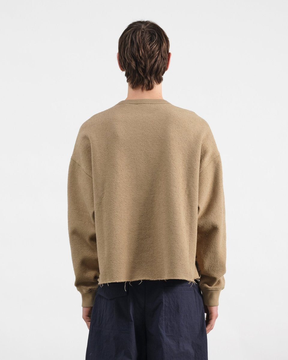 Sweat col rond YMC Studio Sweatshirt taupe en jersey de coton texturé italien - Aura Store — photo 4