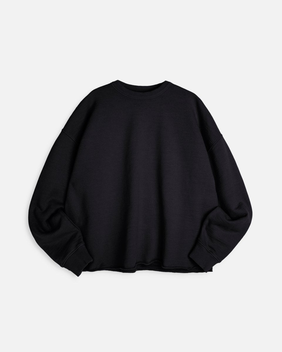 Sweat col rond YMC Studio Sweatshirt noir en coton loopback portugais 400gsm - Aura Store — photo 1