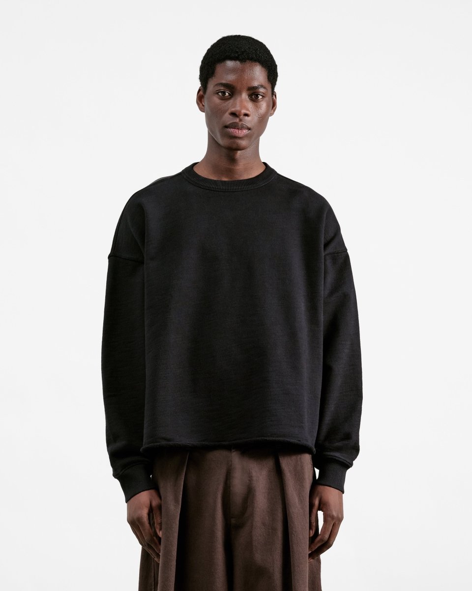 Sweat col rond YMC Studio Sweatshirt noir en coton loopback portugais 400gsm - Aura Store — photo 3