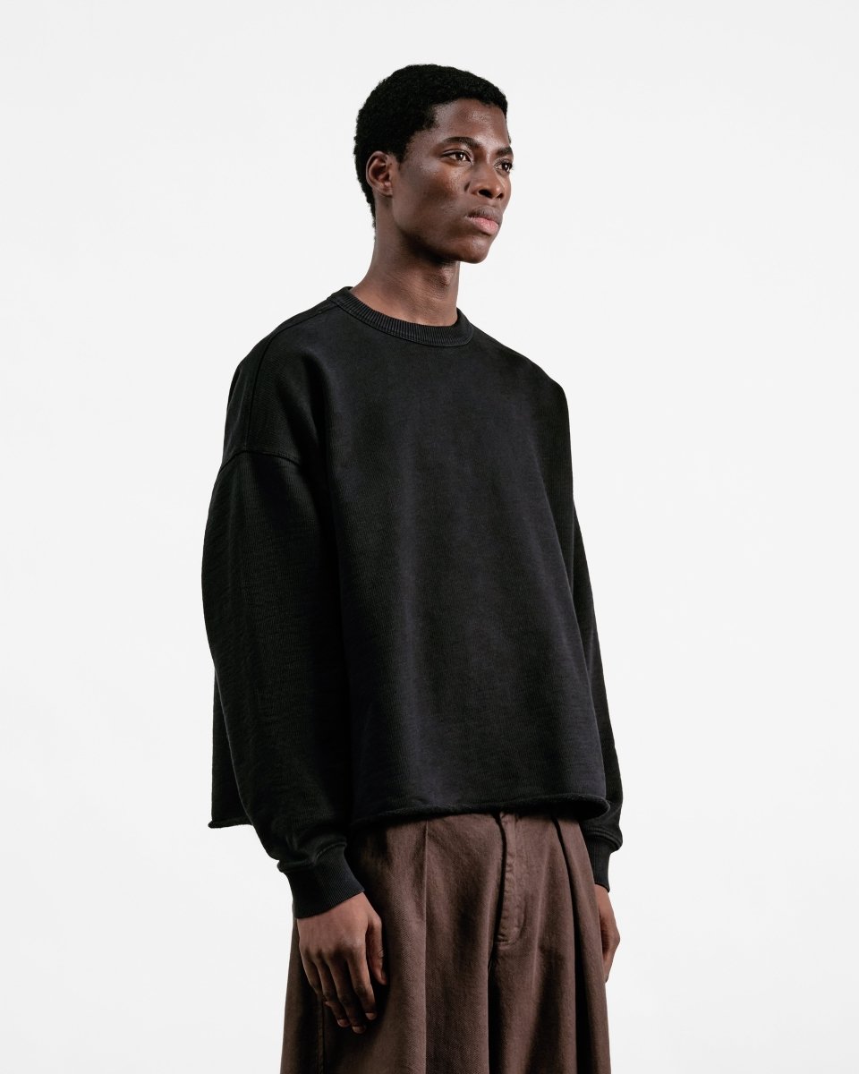 Sweat col rond YMC Studio Sweatshirt noir en coton loopback portugais 400gsm - Aura Store — photo 4