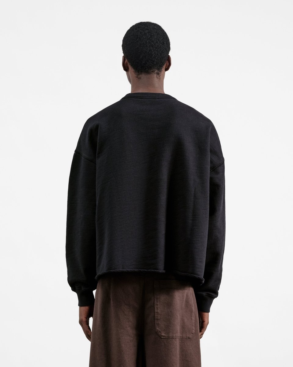 Sweat col rond YMC Studio Sweatshirt noir en coton loopback portugais 400gsm - Aura Store — photo 5