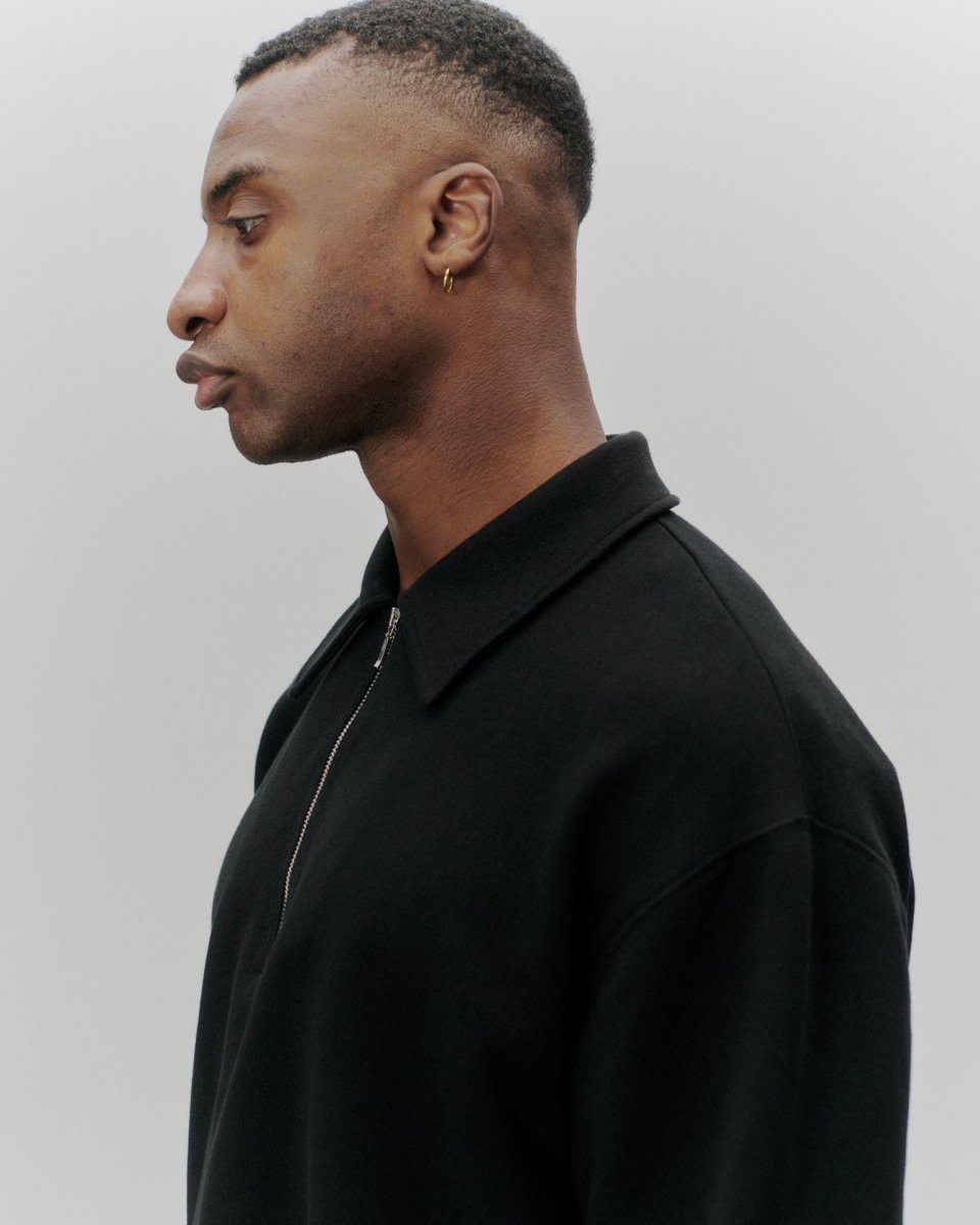 Vous Décidez LIGHT ZIP TOP - BLACK détail tissu matière - boutique mode homme Rennes - Aura Store