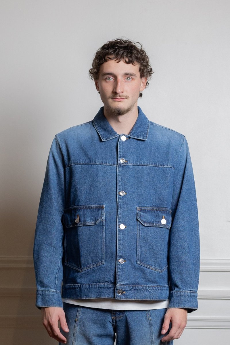 Veste denim Pop Trading Company Full Button Jacket 100% coton avec poches poitrine plaquées boutonnées — photo 2