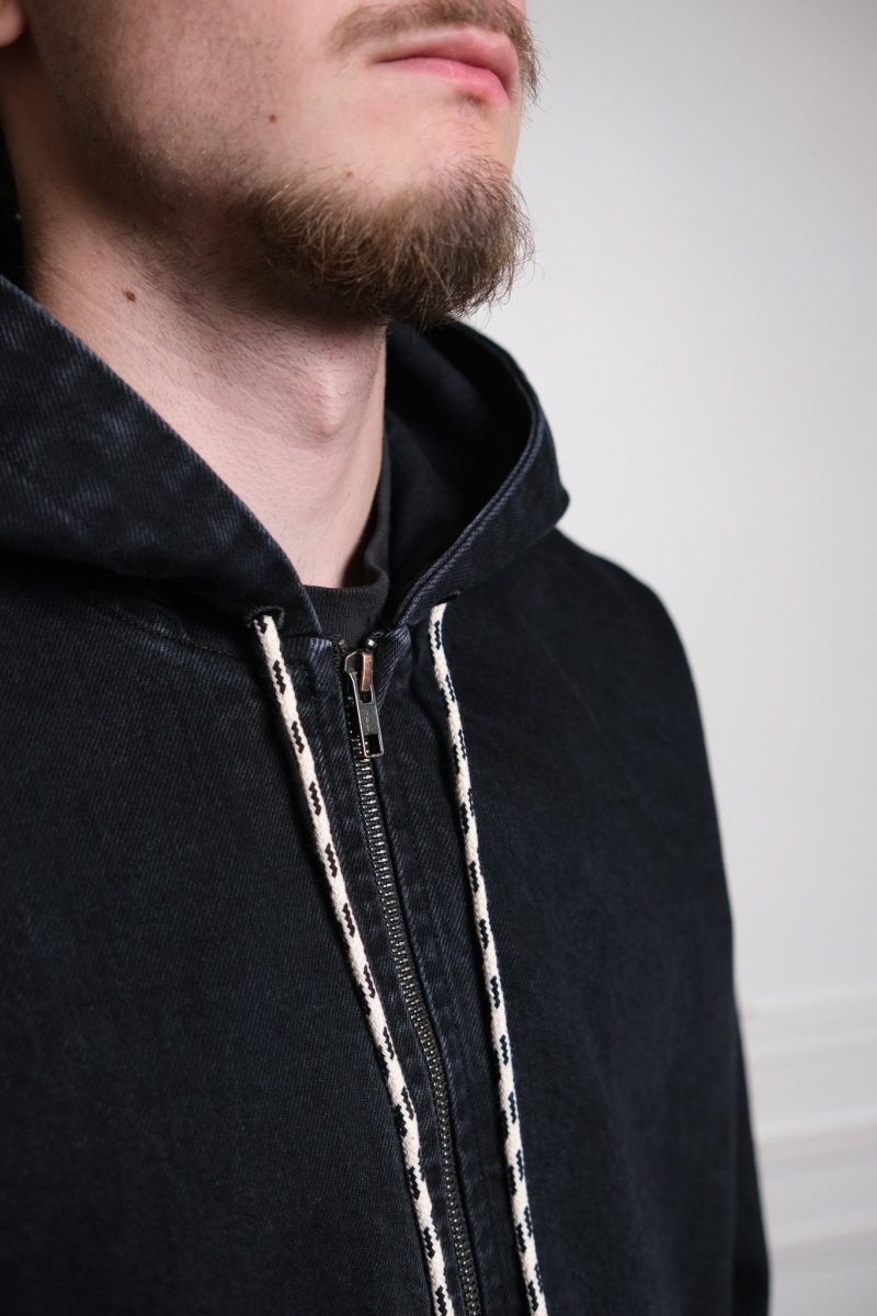 Veste workwear No Problemo noire, vue rapprochée du denim 14oz coton 4 — photo 6