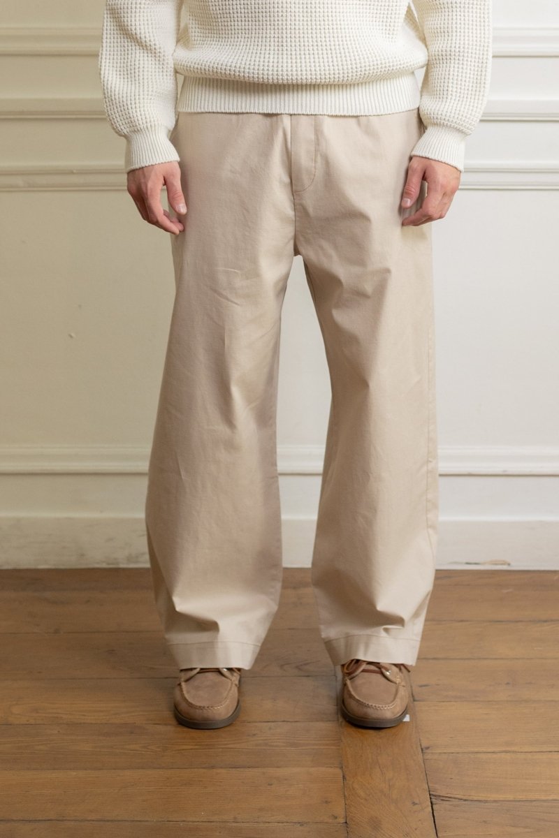Vue dos pantalon Le Mont Saint Michel Phosto beige lin-coton élasthanne — photo 2
