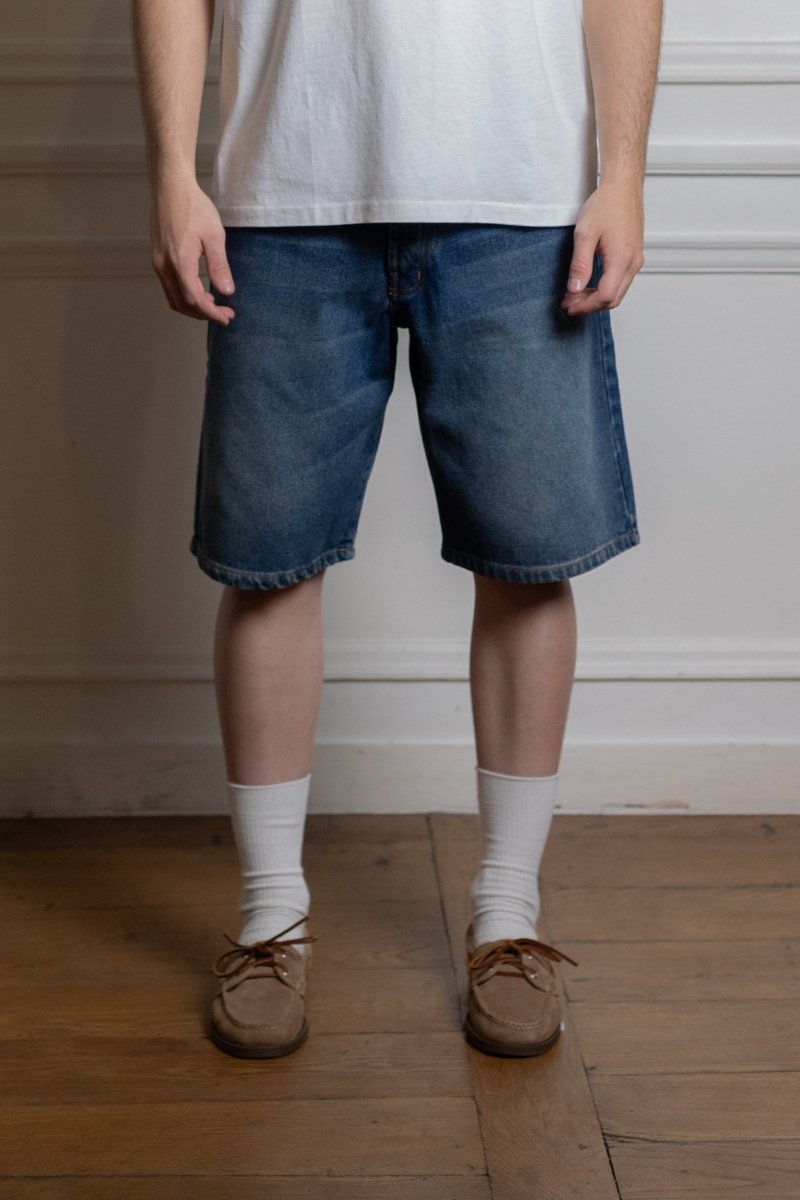 Vue dos short Pop Trading Company Longer DRS patch daim label navy poche arrière — photo 2