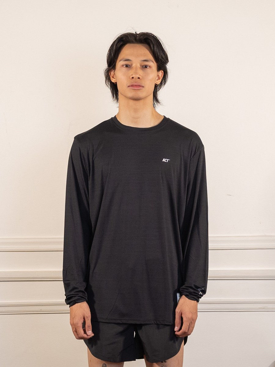 BioPerf - T-Shirt ML - Noir - ACT Running - vue de face portée
