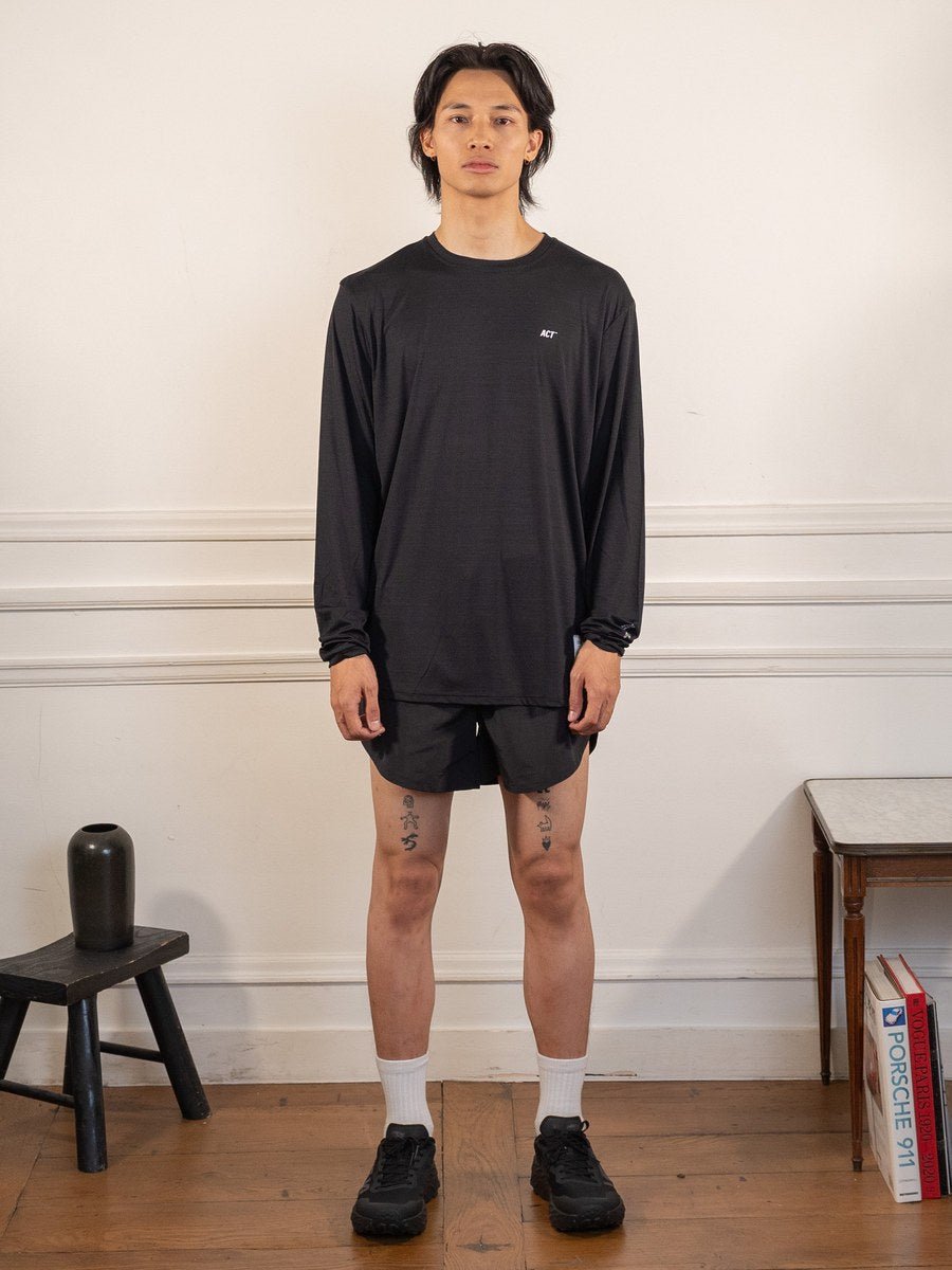BioPerf - T-Shirt ML - Noir - ACT Running - vue portée en pied