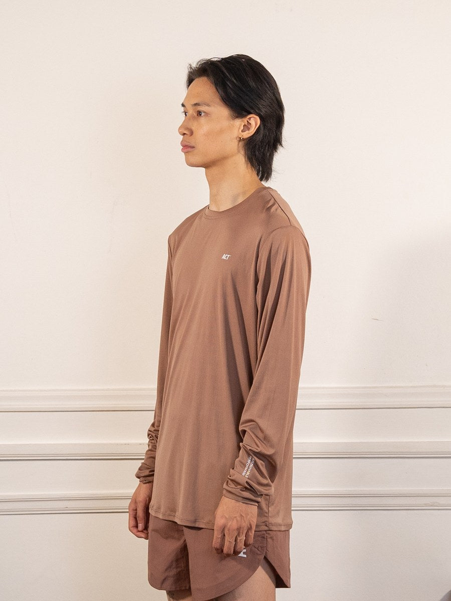 BioPerf - T-Shirt ML - Terracotta - ACT Running - vue de profil portée