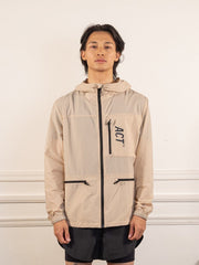 BioRip - WindBreaker - Beige - ACT Running - vue de face portée, veste fermée