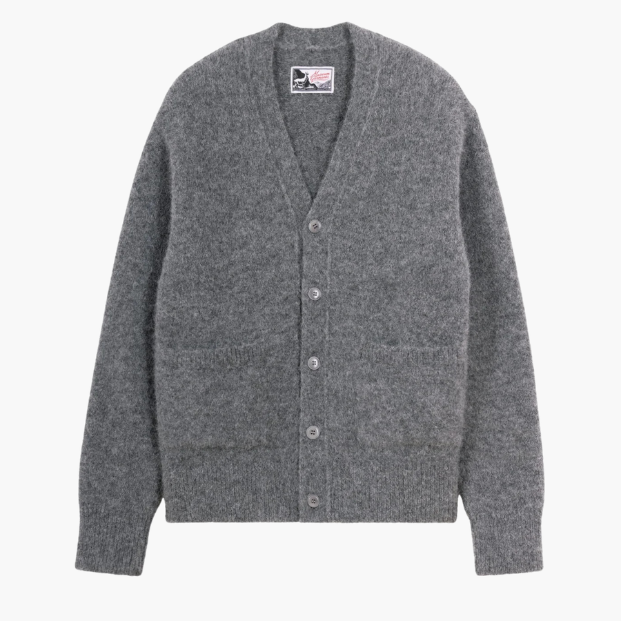 Alpaca Cardigan Gris Chiné Foncé vue de face – vêtements homme Rennes