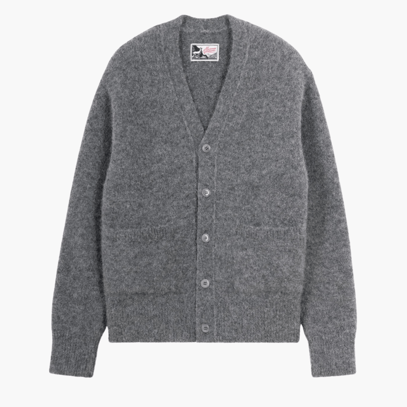 Alpaca Cardigan Gris Chiné Foncé vue de face – vêtements homme Rennes