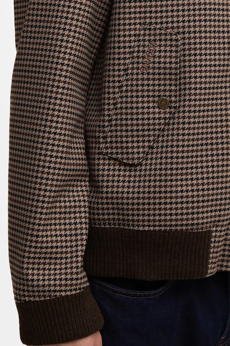 Détail Baracuta x Barbour Porton Showerproof Brown – boutique homme Rennes – Aura Store