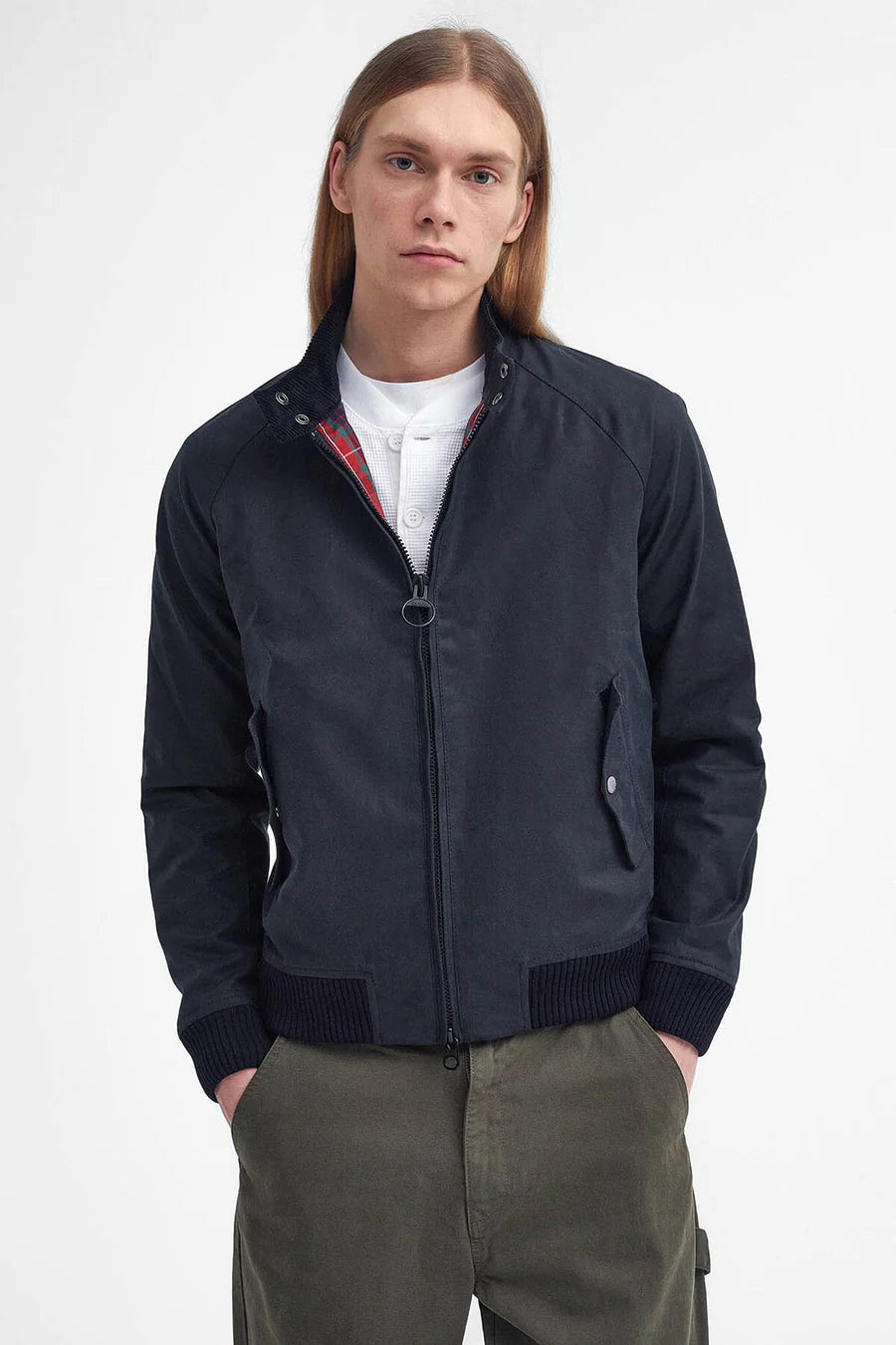Baracuta x Barbour Porton Wax Navy vue de face – vêtements homme Rennes