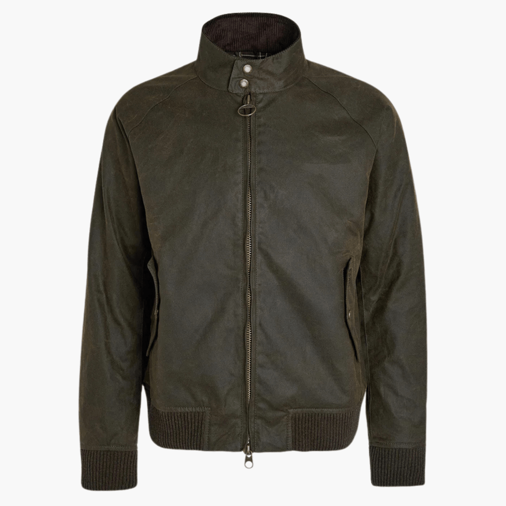 Détail Baracuta x Barbour Porton Wax Olive – boutique homme Rennes – Aura Store