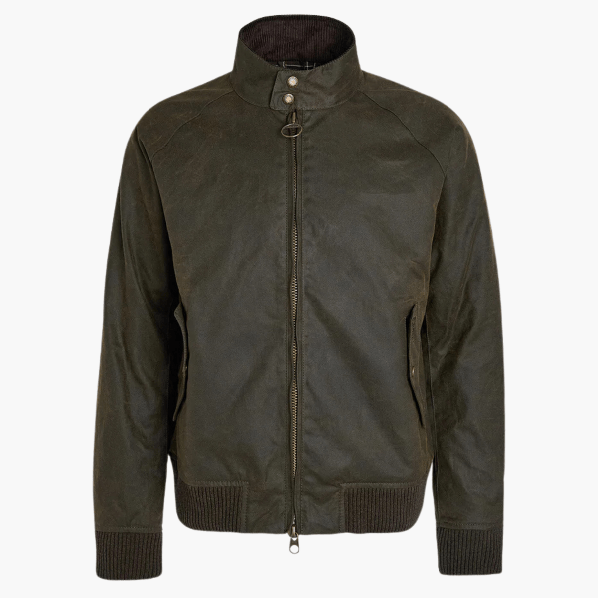 Détail Baracuta x Barbour Porton Wax Olive – boutique homme Rennes – Aura Store