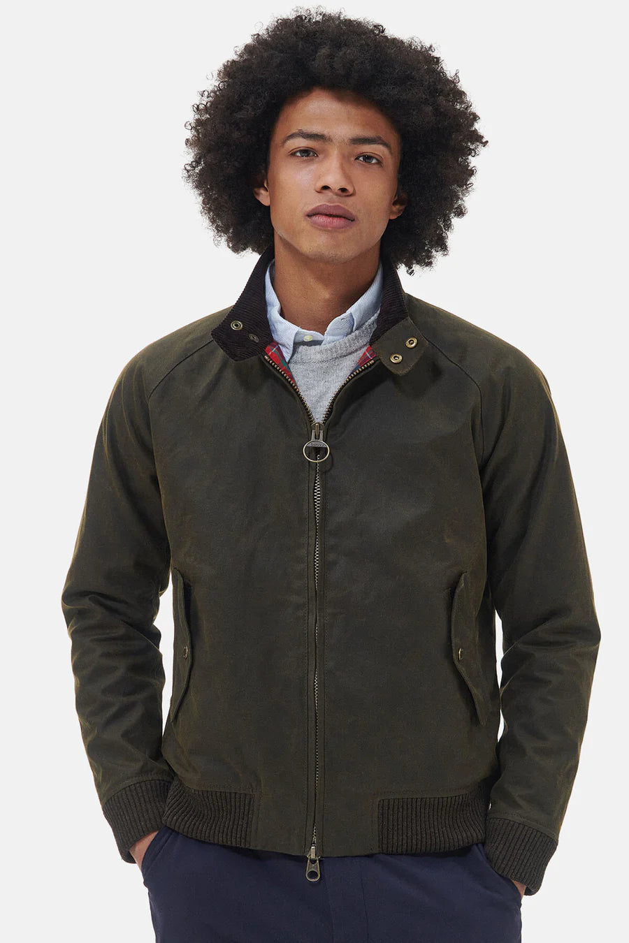 Baracuta x Barbour Porton Wax Olive vue de face – vêtements homme Rennes