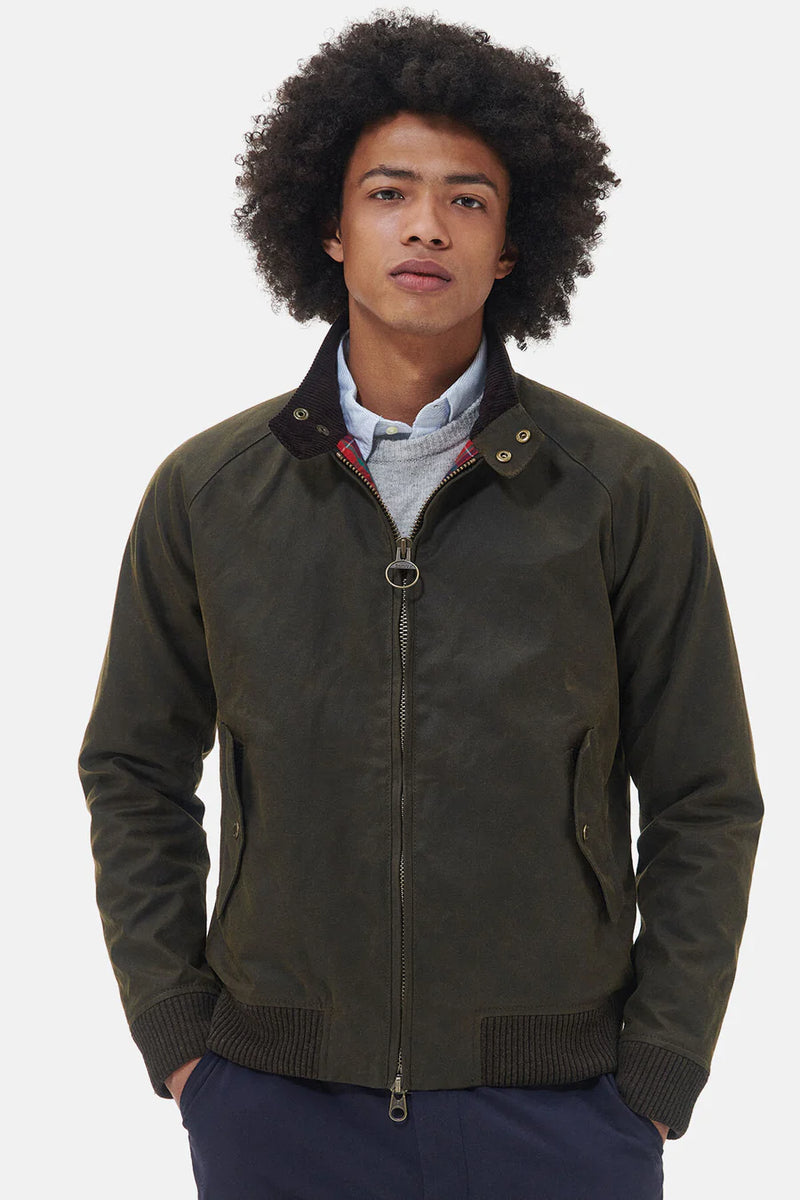 Baracuta x Barbour Porton Wax Olive vue de face – vêtements homme Rennes