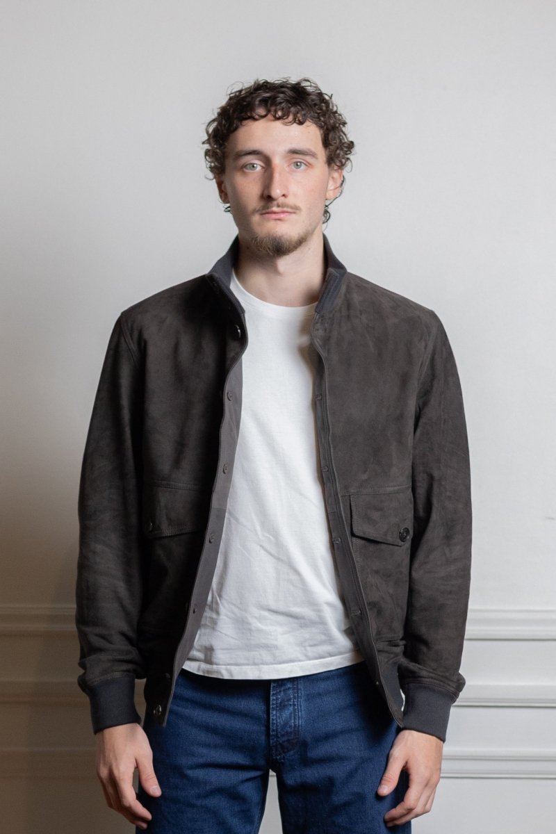 baracuta suede blouson december sky doublure fraser tartan coton manches montées