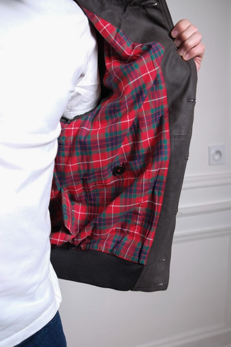 baracuta suede blouson december sky doublure fraser tartan coton manches montées2