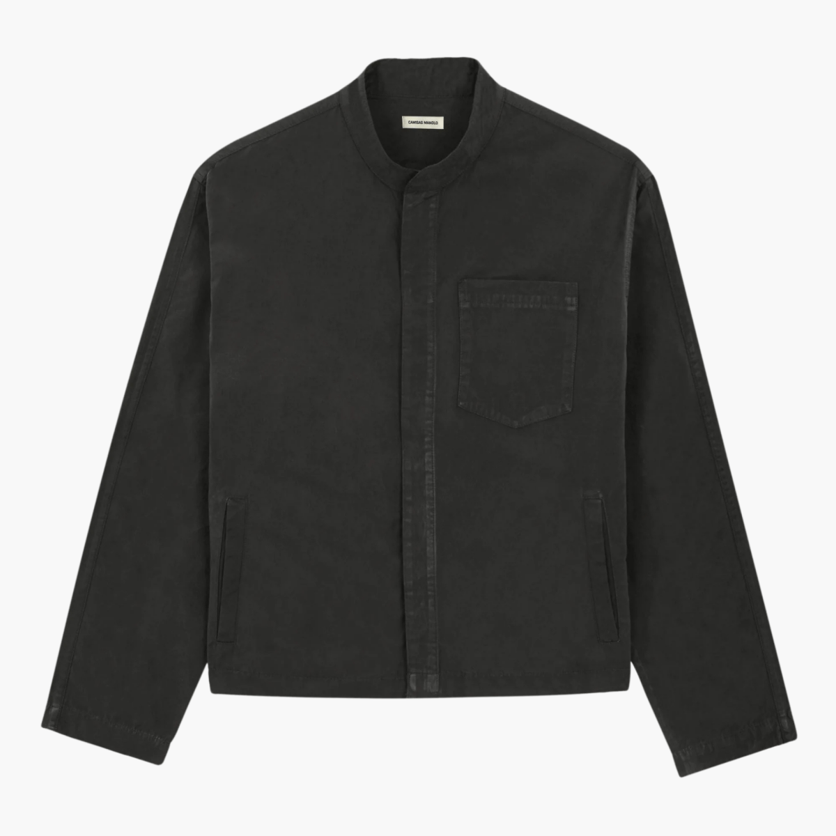 Détail Black Waxed Light Jacket – boutique homme Rennes – Aura Store