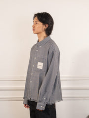 Distressed Farmer's Shirt LS - Black - Bram's Fruit - vue de profil portée