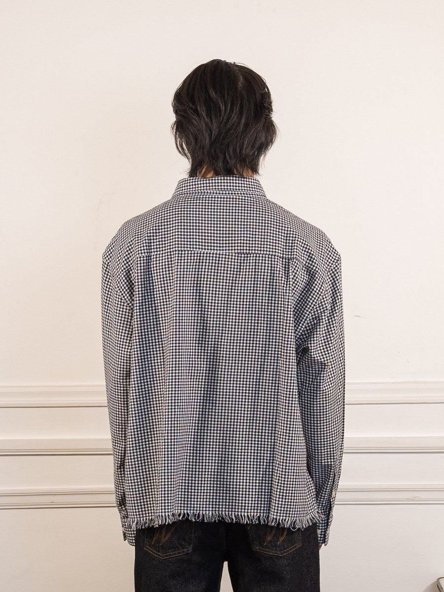 Distressed Farmer's Shirt LS - Black - Bram's Fruit - vue de dos portée