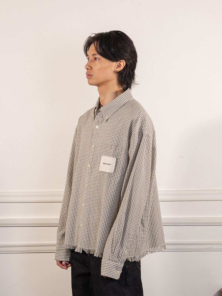 Distressed Farmer's Shirt LS - Olive Green - Bram's Fruit - vue de profil portée