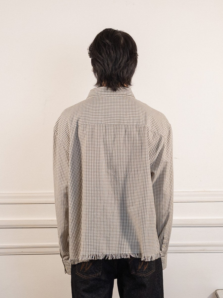 Distressed Farmer's Shirt LS - Olive Green - Bram's Fruit - vue de dos portée