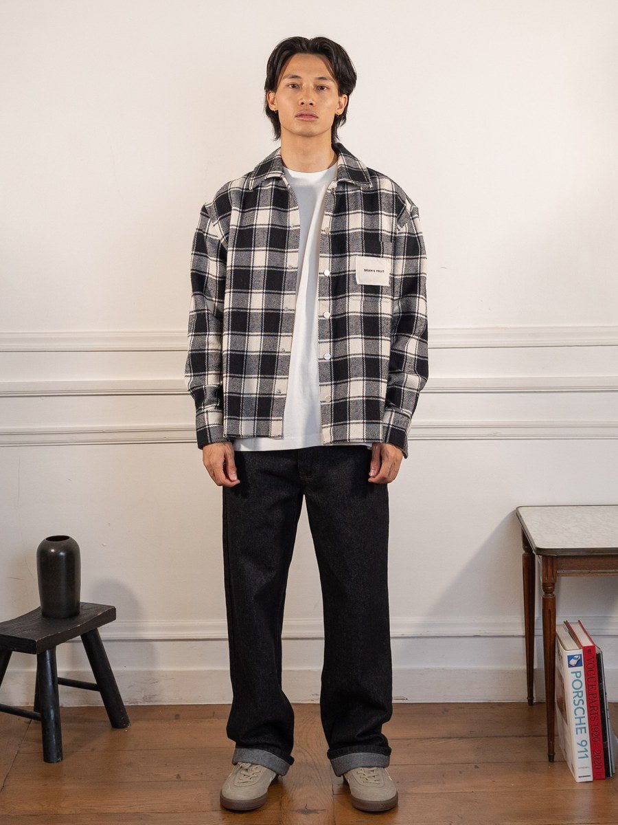 Flanel Overshirt - Black - Bram's Fruit - vue portée en pied