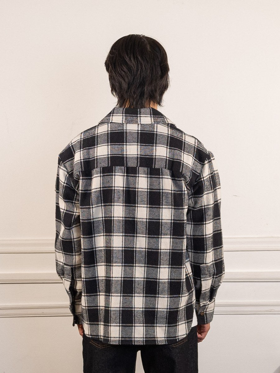 Flanel Overshirt - Black - Bram's Fruit - vue de dos portée