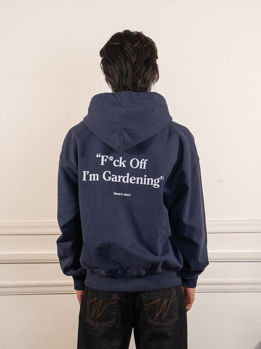 F*ck Off I'm Gardening Hoodie - Navy - Bram's Fruit - vue de dos portée