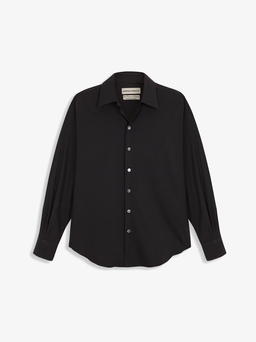 BLACK NORMAL SHIRT - Camisas Manolo - vue de face à plat