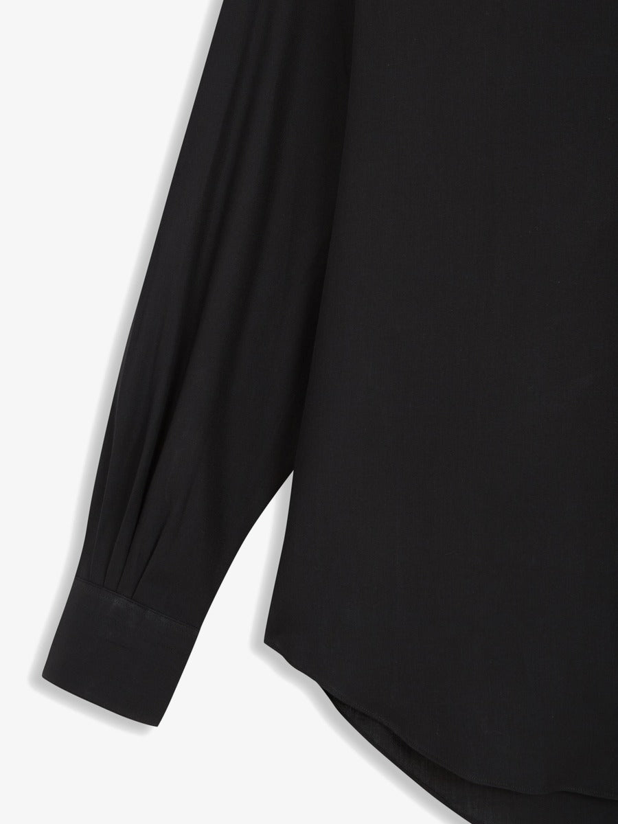 BLACK NORMAL SHIRT - Camisas Manolo - détail manche et bas arrondi