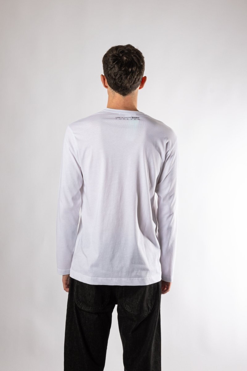FOREVER LONG-SLEEVE - White COMME DES GARÇONS SHIRT - détail col côtelé — photo 3