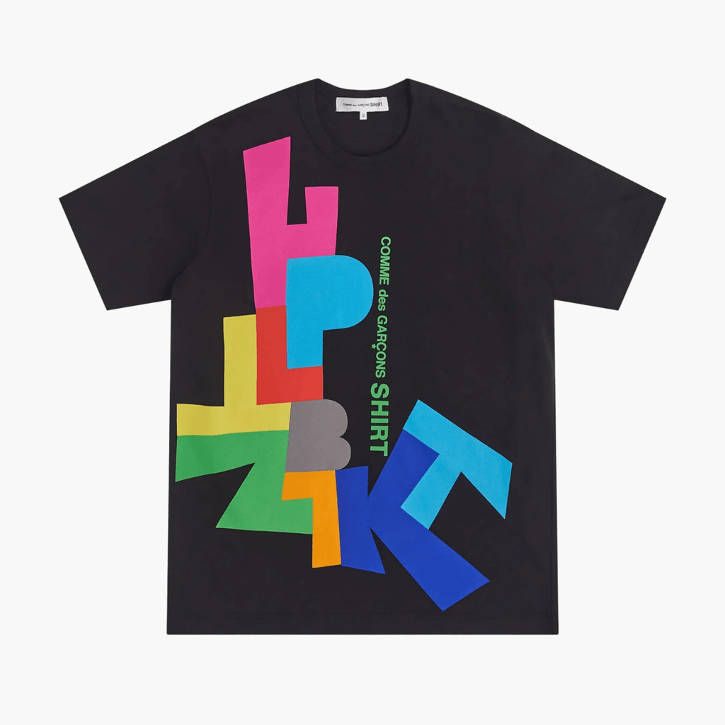 CDG SHIRT Graphic Printed T-Shirt Black porté – vêtements homme Rennes – Aura Store