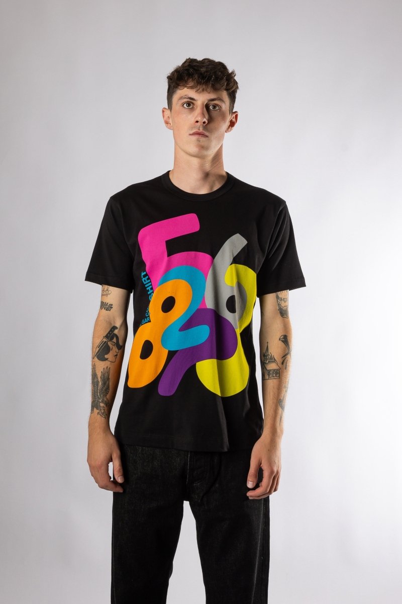 Graphic Printed T-Shirt Black vue de face – vêtements homme Rennes