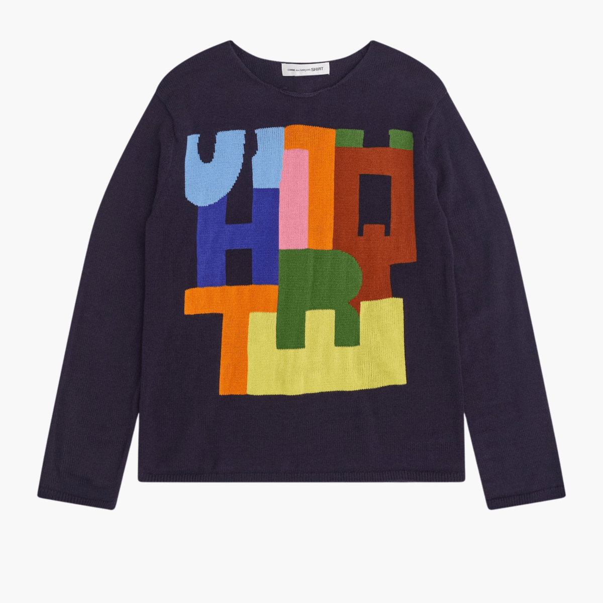 Pull intarsia bleu marine Comme des Garçons SHIRT – boutique homme Rennes – Aura Store