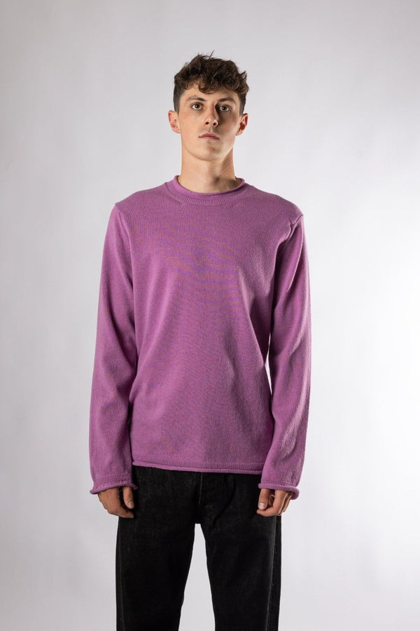 Men’s Rolled Hem Sweater Orchid vue de face – vêtements homme Rennes