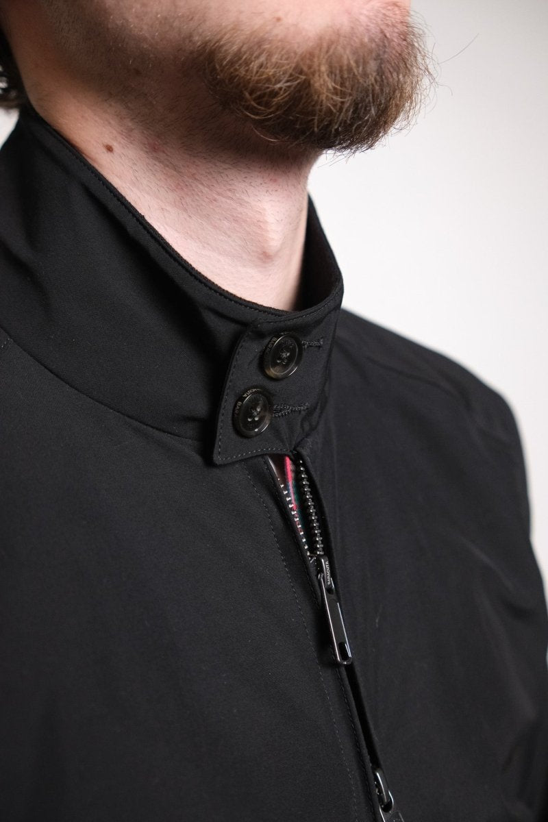 détail col dog ear double boutonnage et doublure fraser tartan baracuta g9 black 4