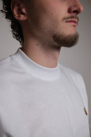 détail col pot de miel retravaillée hdv t-shirt blanc