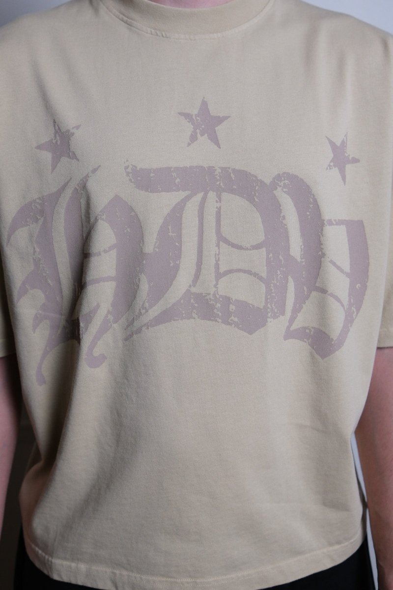 détail impression logo hdv et coton biologique hdv t-shirt beige — photo 3