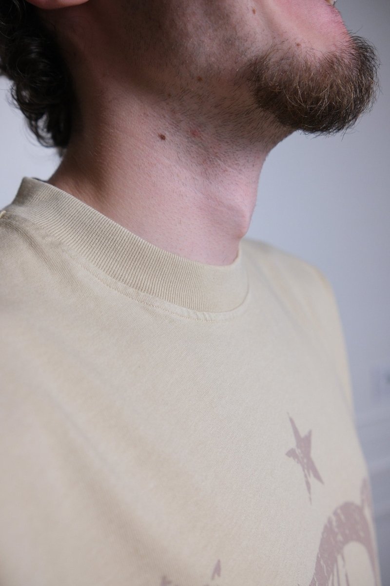 détail impression logo hdv et coton biologique hdv t-shirt beige — photo 4