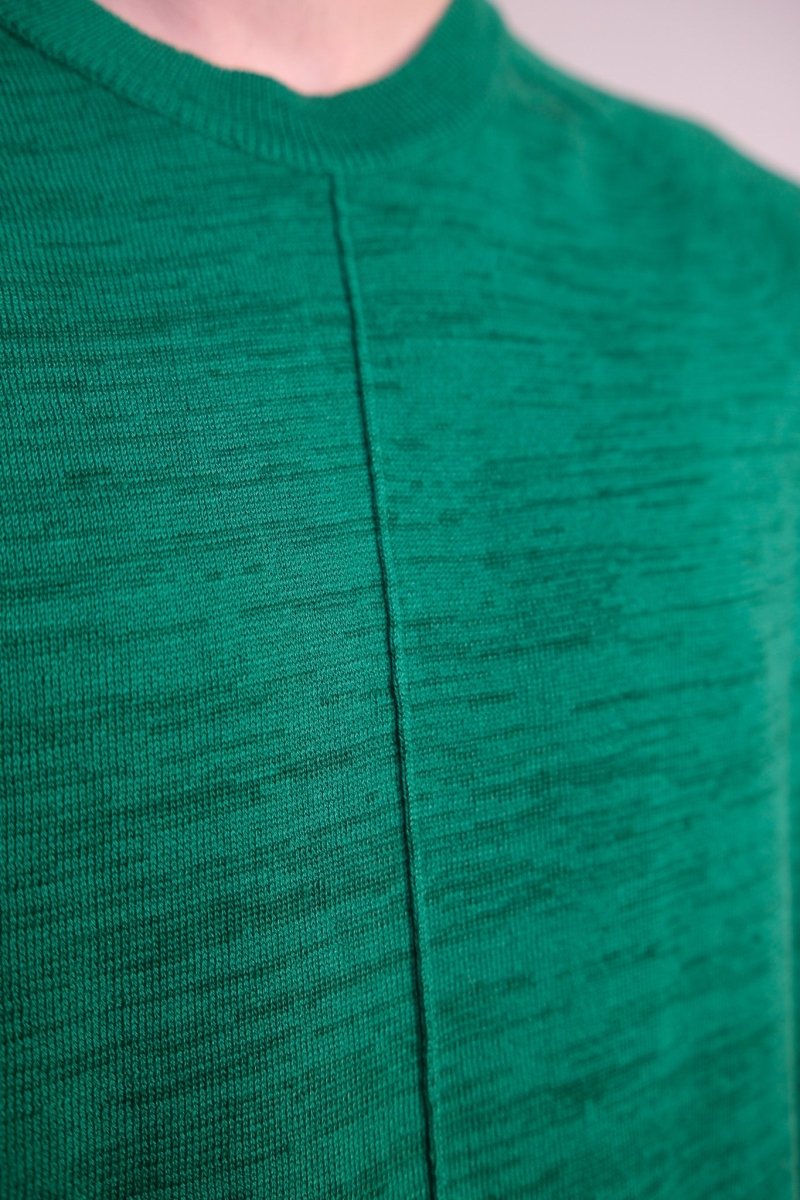 détail pintuck et ourlet tubulaire ymc raglan triple t-shirt green 2 — photo 4