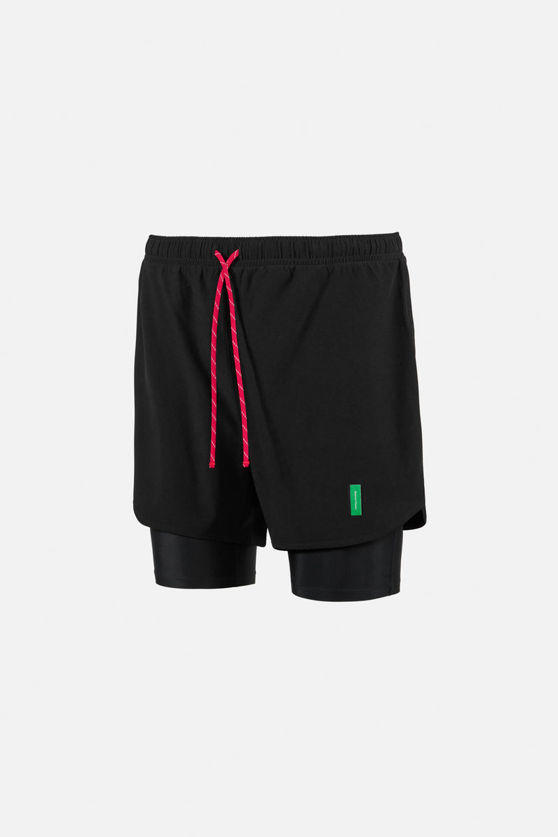 Layered Training Shorts - Black/Black - District Vision - vue de face